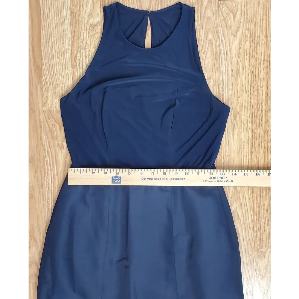 Sleeveless Navy Bow-Waist Evening Dress - Picture 11 of 14